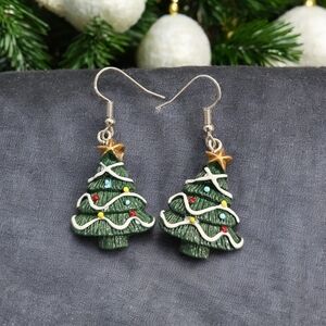 Christmas Tree Acrylic Holiday Festive Dangle Earrings
